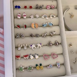 22 pairs of Sterling sliver earrings NO BACKS INCLUDED.